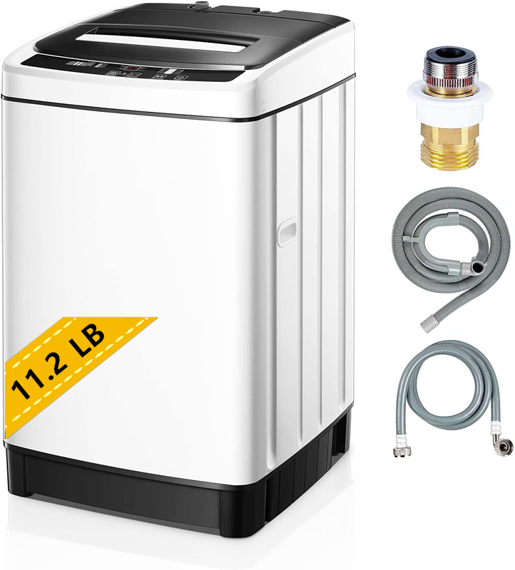 11.2lbs Fully Automatic Washing Machine with Spinner, Portable, 8 Programs