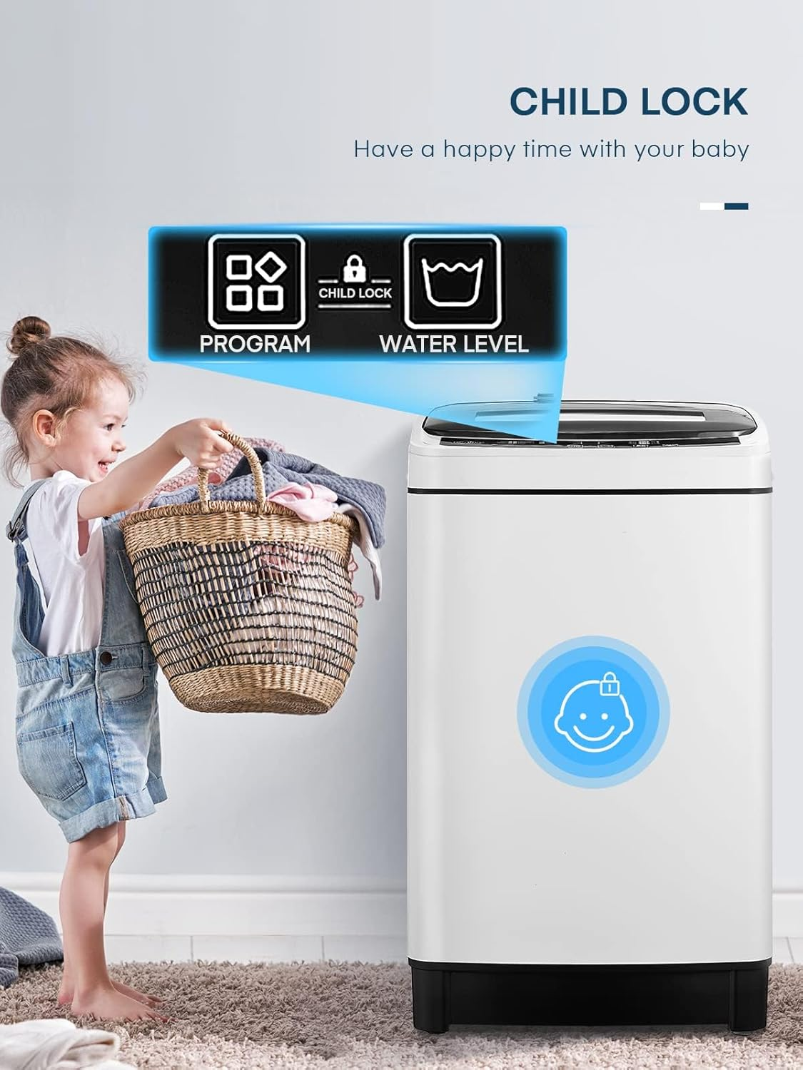 11.2lbs Fully Automatic Washing Machine with Spinner, Portable, 8 Programs
