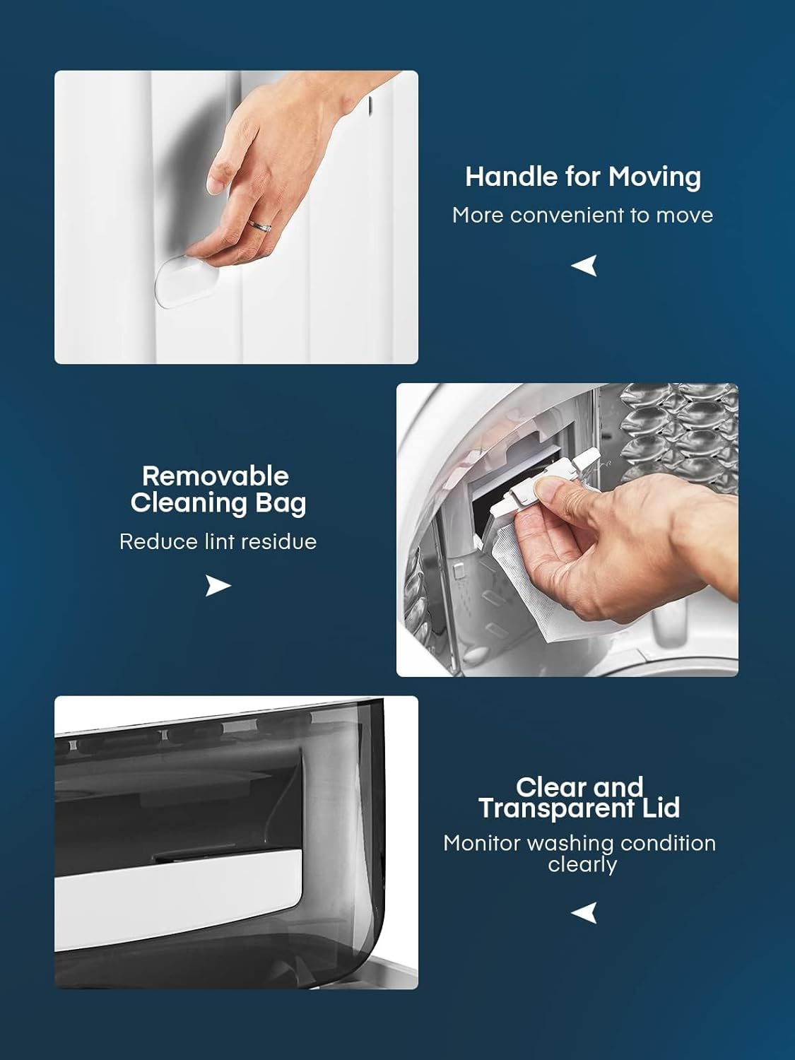 11.2lbs Fully Automatic Washing Machine with Spinner, Portable, 8 Programs