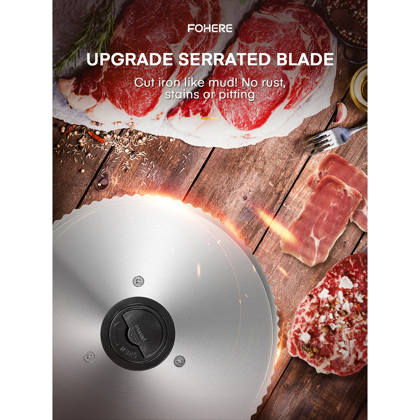 Meat Slicer, 200W Electric Food Slicer, with 7.5Inch Dual Stainless Steel Blades, Adjustable Thickness, Detachable, Easy Clean