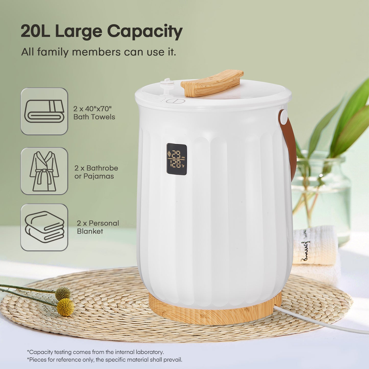 Bucket Towel Warmers 20L, Towel Heater with Aromatherapy Rack, LED Screen, for Bathroom, Hot Tub, Spa, for Two Extra Large Towels