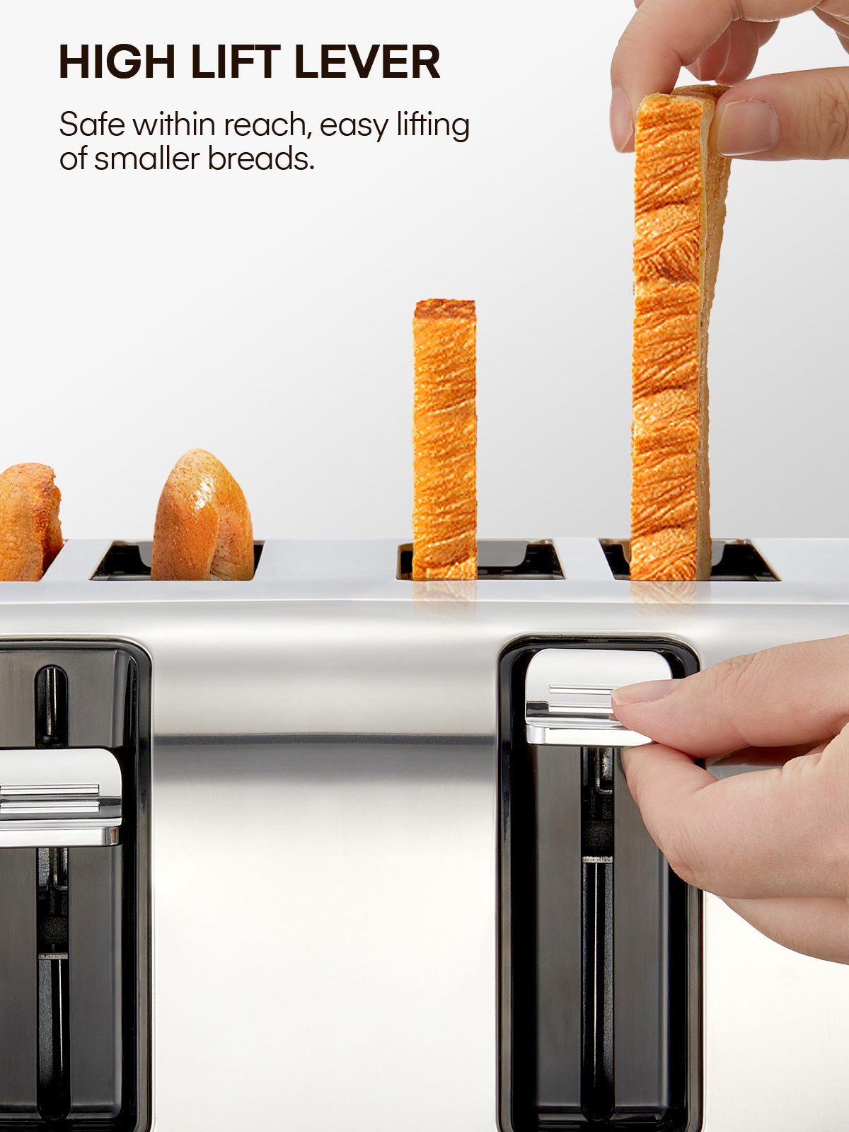 4-Slice Toaster -Stainless Steel Toaster Wide Slot, with Dual Control Panels, 6 Shade Settings, Removable Crumb Tray, Defrost, Reheat, Cancel