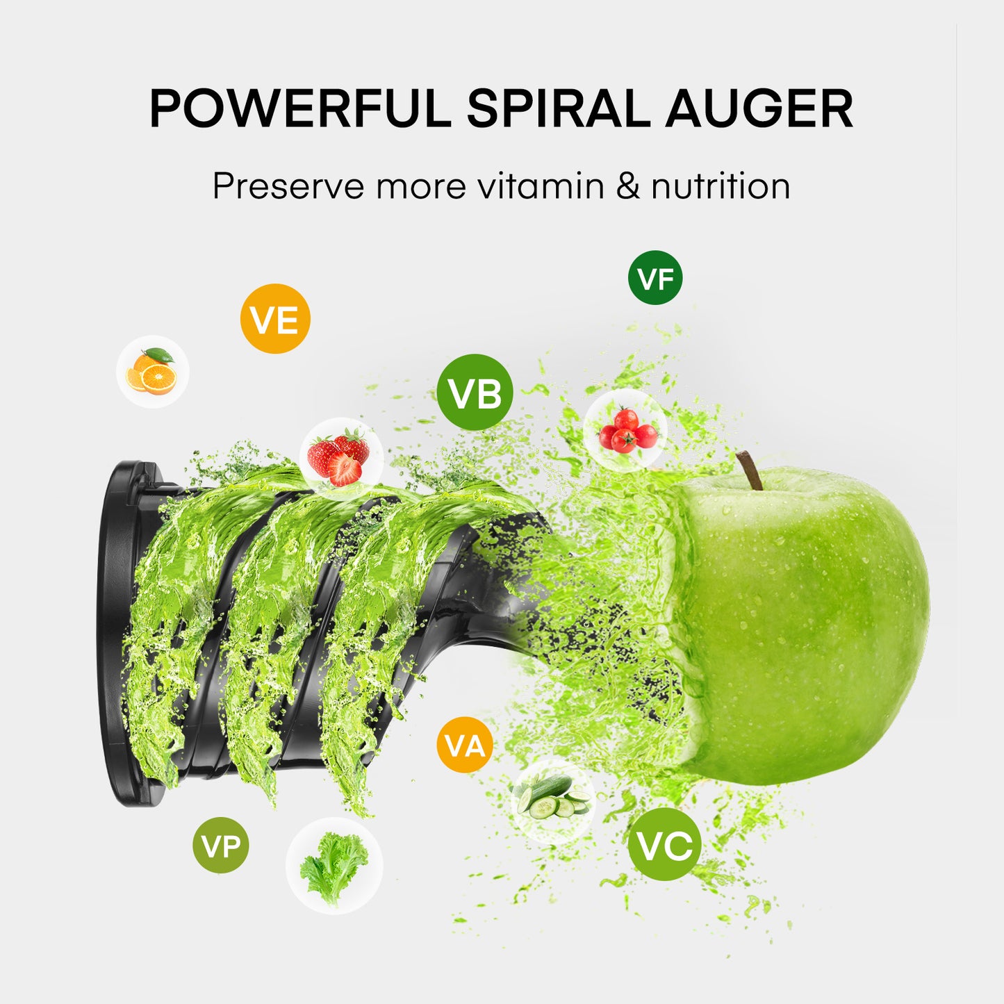 Fohere Juicer Machines, 5.3" Chute Cold Press Juicer 250 Watts, Slow Masticating Juicer Easy Clean