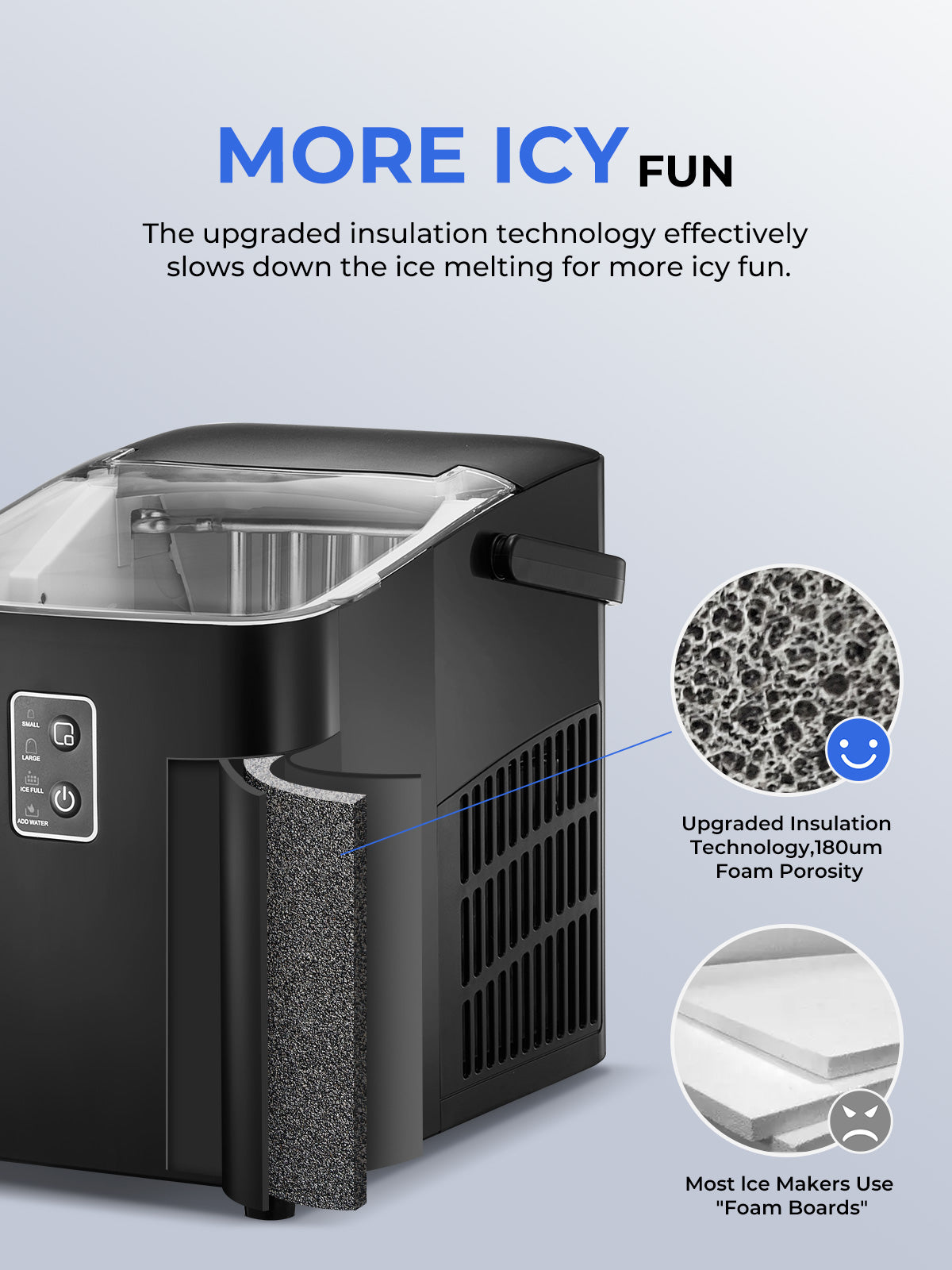Ice Maker Machine Countertop 30lbs in 24H, 2 Sizes, Comfort Handle, Seflclean, Bullet Shaped Ice for Home Kitchen Office Bar,