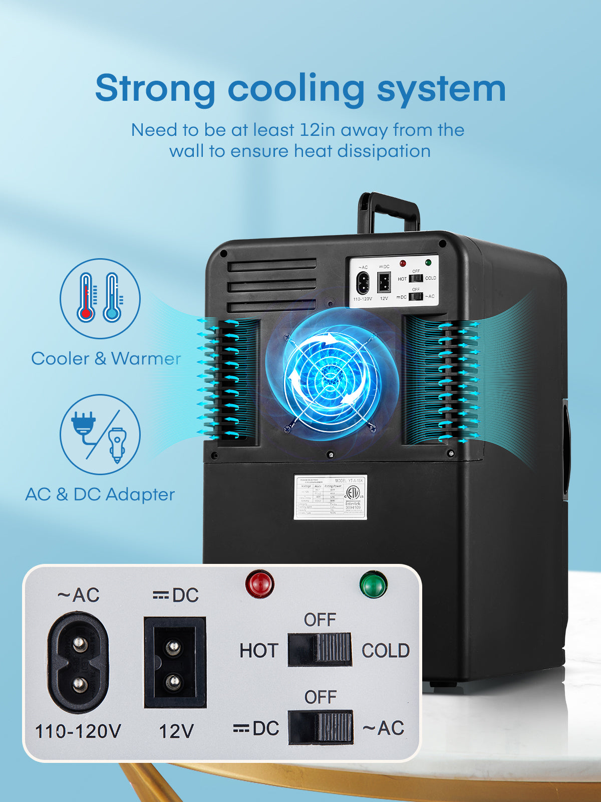 15L Mini Fridge, 21 Can Bedroom Refrigerator, Portable Cooler &Warmer, Beverage & Skincare, 110V/12V, Black