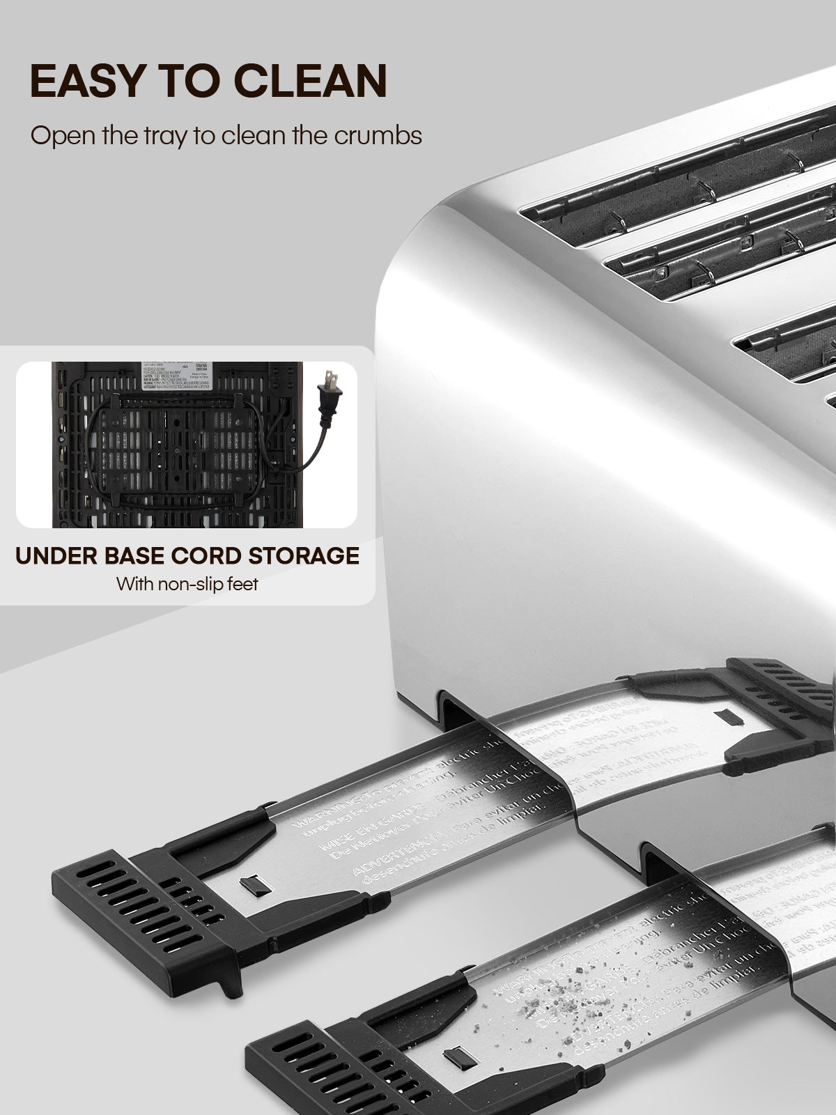 4-Slice Toaster -Stainless Steel Toaster Wide Slot, with Dual Control Panels, 6 Shade Settings, Removable Crumb Tray, Defrost, Reheat, Cancel