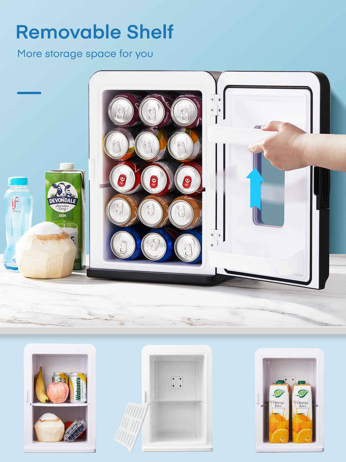 15L Mini Fridge, 21 Can Bedroom Refrigerator, Portable Cooler &Warmer, Beverage & Skincare, 110V/12V, Black