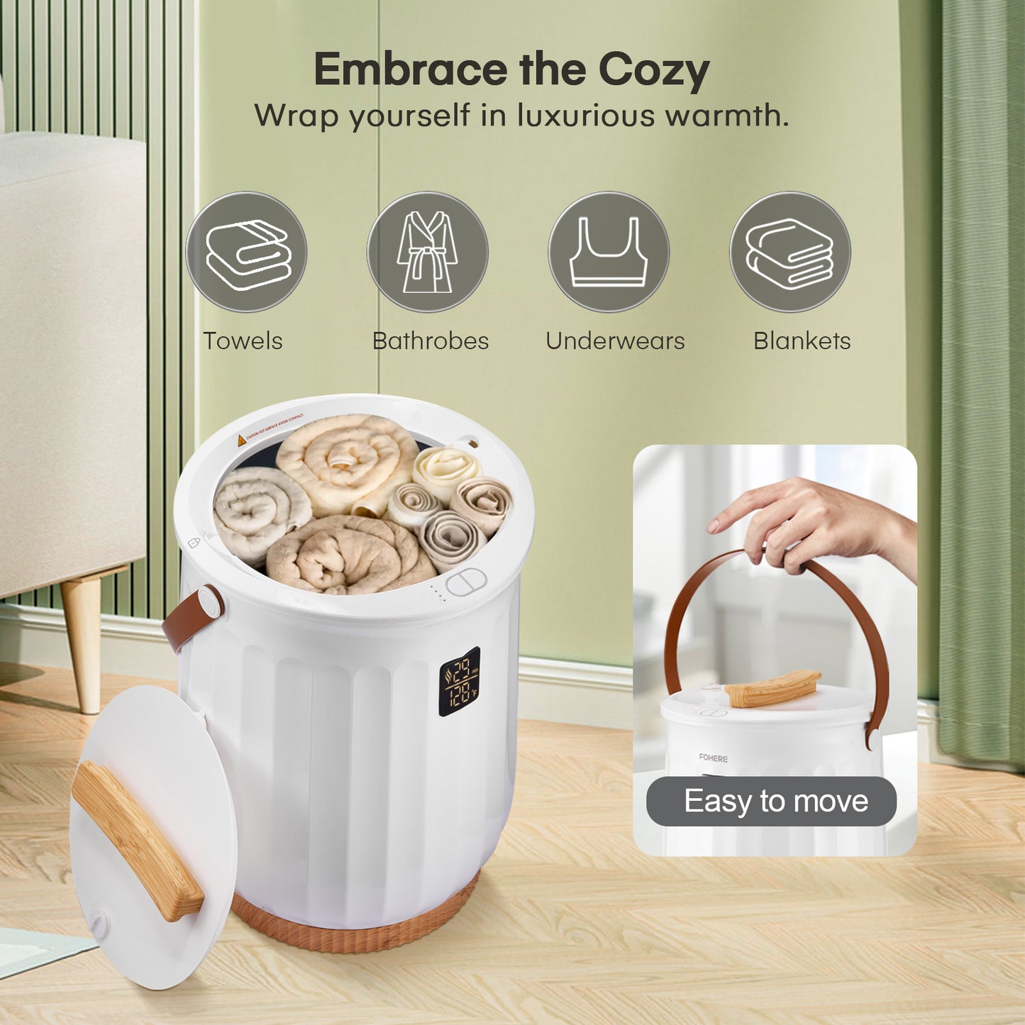 Bucket Towel Warmers 20L, Towel Heater with Aromatherapy Rack, LED Screen, for Bathroom, Hot Tub, Spa, for Two Extra Large Towels