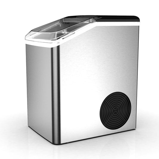 𝟒𝟎𝐥𝐛𝐬/𝟐𝟒𝐇 𝐍𝐮𝐠𝐠𝐞𝐭 Ice Maker Countertop, Chewable Pellet Ice Cubes in 10 Minutes, Self-Cleaning Ice Machine with Crushed Ice, Stainless Steel, Sonic Ice Machine Pebble Ice