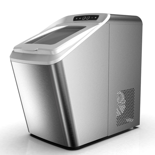 𝟒𝟓𝐥𝐛𝐬 Nugget Ice Maker Countertop, 𝟏𝟎 𝐌𝐢𝐧𝐬 Production Time, Self-Cleaning, Stainless Steel, White
