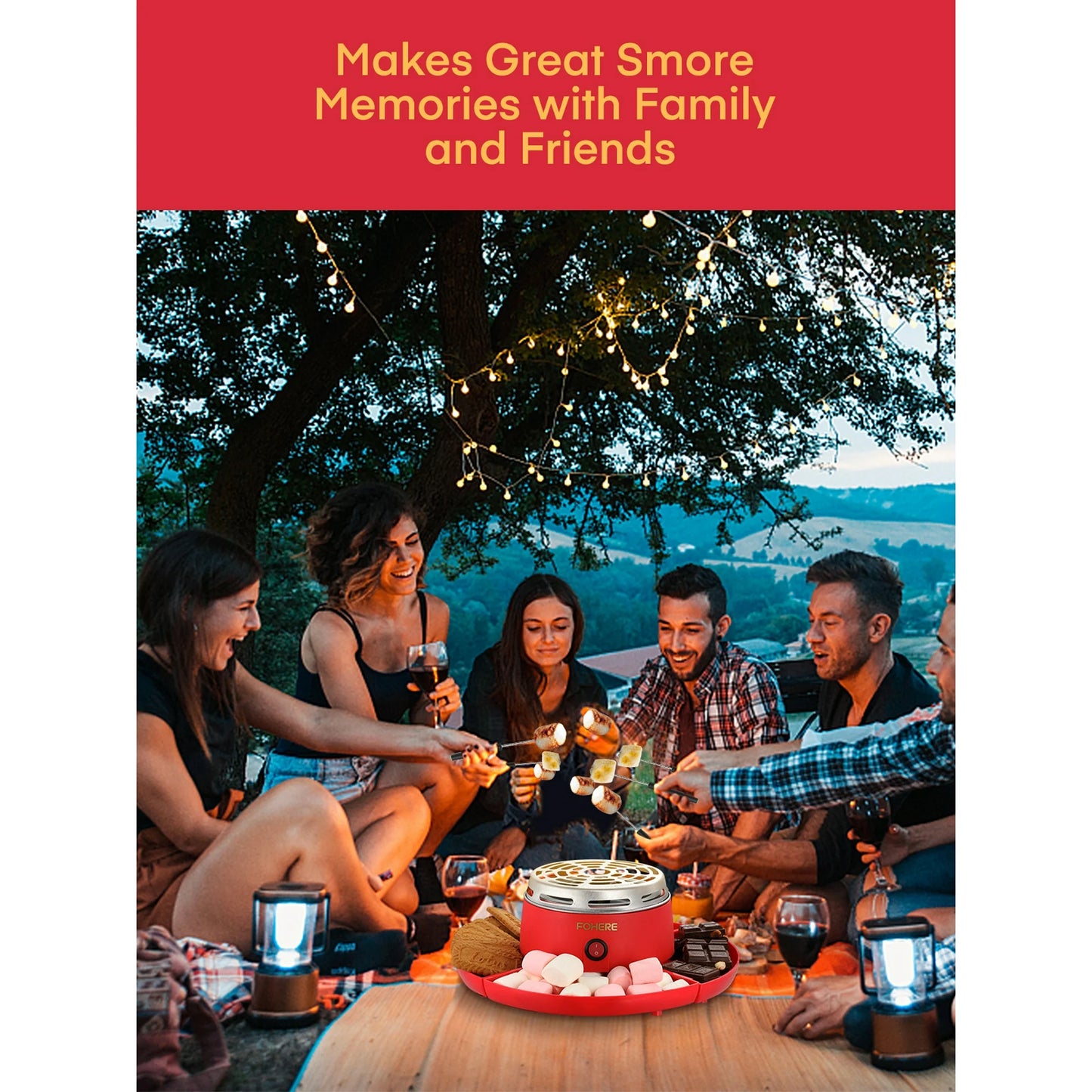 Multi-functional Tabletop Electric Marshmallow Maker with 4 Detachable Trays & 4 Roasting Forks