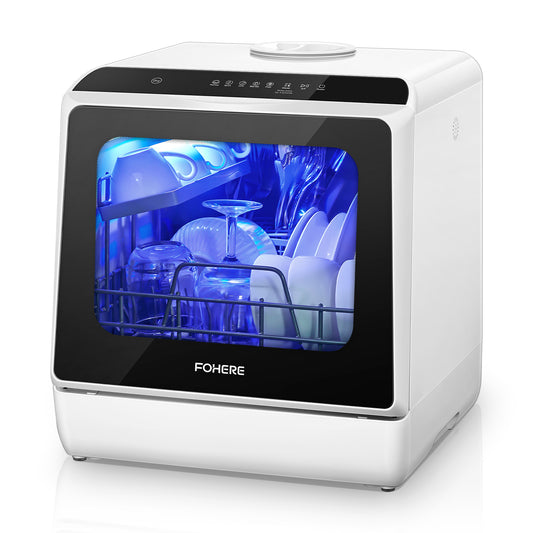 Portable Countertop Dishwasher with Timeing Function, 6 Programs, 360°Dual Spray, 167℉ High-Temp, Mini Dishwasher for Home,Apartments,RVs