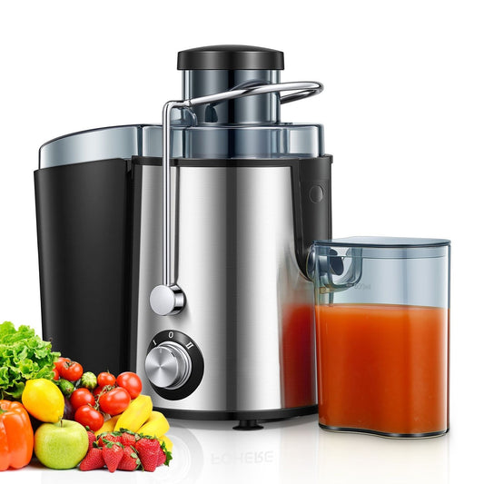 FOHERE Juicer Machines, Juicer Machines Vegetable and Fruit Easy to Clean with 3" Wide Mouth, Compact Centrifugal Juicer Extractor Anti-Drip with Dual Speeds, Recipe & Brush