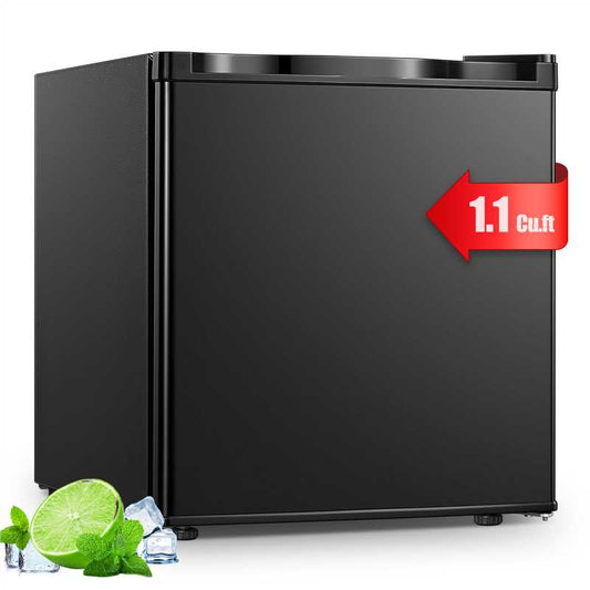 FOHERE 1.1 Cu.Ft Mini Freezer Countertop, Compact Upright Freezer with Reversible Door, Removable Shelves, Small freezer for Home/Dorms/Apartment/Office, Black