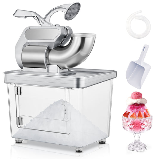 Ice Crusher 660LBS/H, 300W Electric Snow Cone Machine with Dual Blades, Stainless Steel Shaved Ice Machine