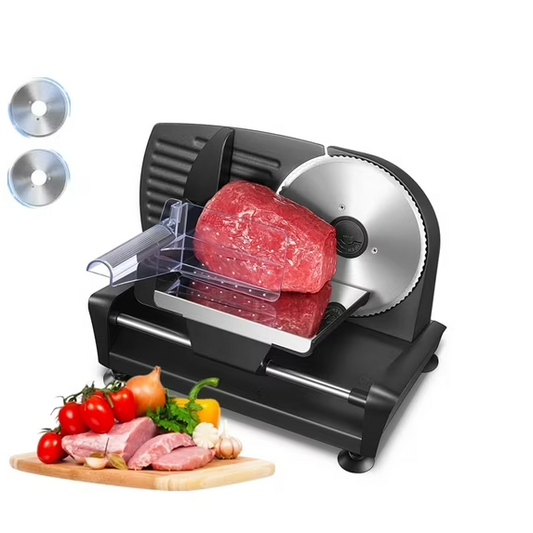 Meat Slicer, 200W Electric Food Slicer, with 7.5Inch Dual Stainless Steel Blades, Adjustable Thickness, Detachable, Easy Clean