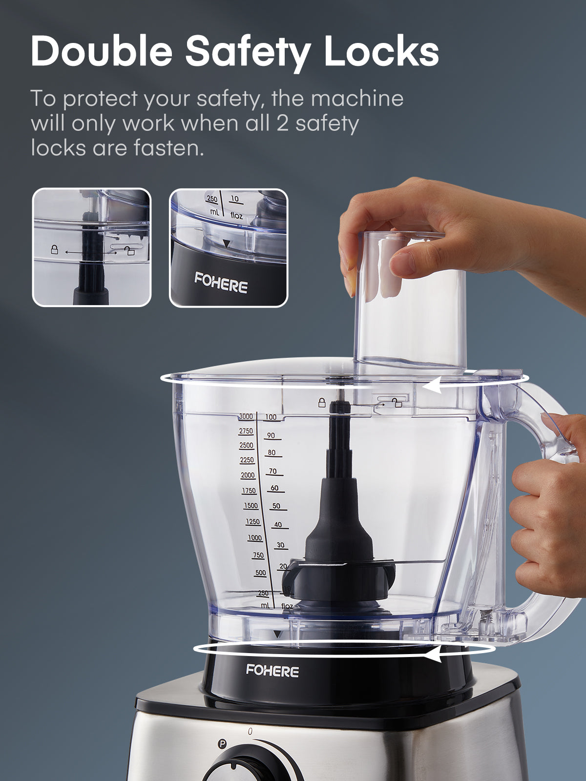 14 Cup Food Processor and Vegetable Chopper, 600W, 6 Functions for Shredding, Slicing, Doughing, Emulsifying and Juicing