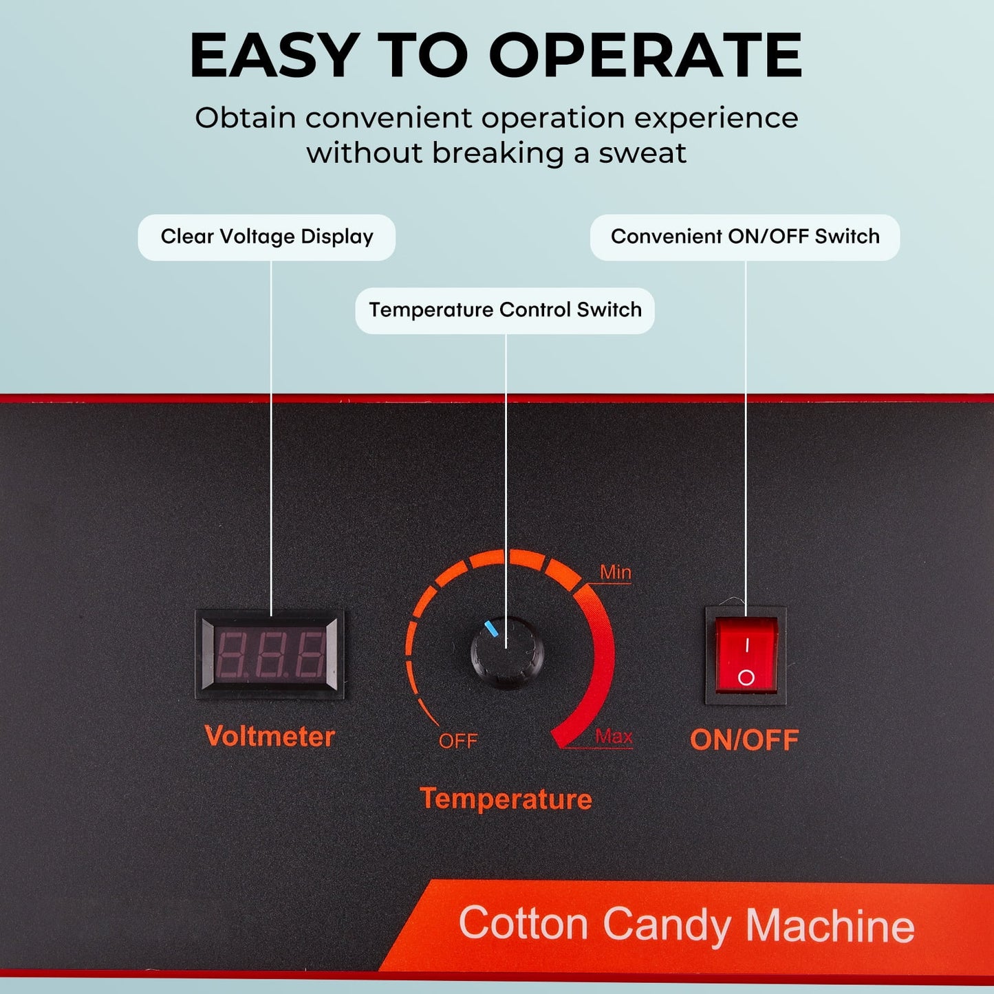 FOHERE Commercial Cotton Candy Machine, 1000W Cotton Candy Maker Machine, Candy Floss Maker with Stainless Steel Bowl, and Sugar Scoop,for Family Party, Kids Birthday Red