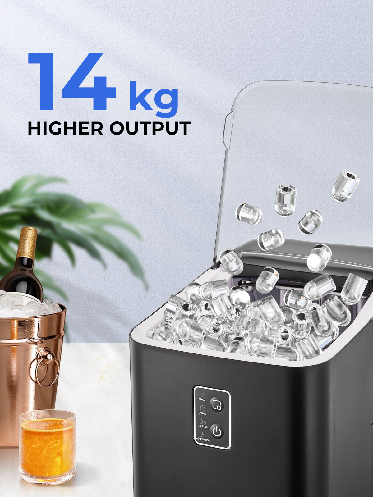 Ice Maker Machine Countertop 30lbs in 24H, 2 Sizes, Comfort Handle, Seflclean, Bullet Shaped Ice for Home Kitchen Office Bar,