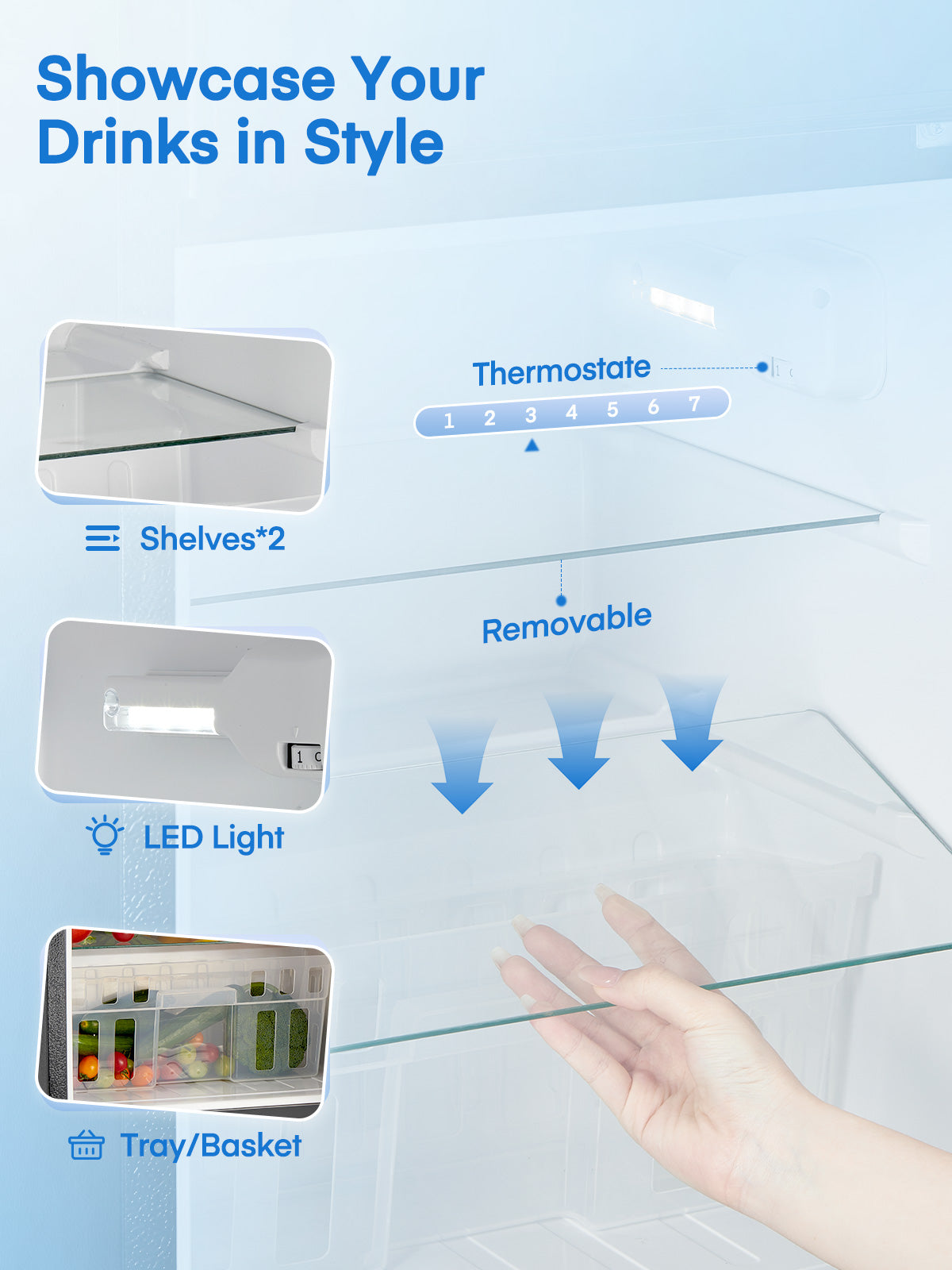 3.1 Cu.ft Mini Refrigerator 2 Doors with Ice Tray, Small Fridge with Temp Contorl for Bedroom, Office
