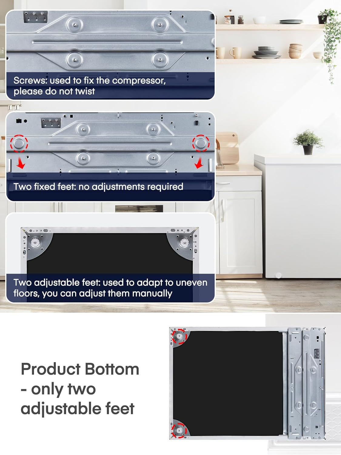 Chest Freezer 7 Cu Ft - 3 Removable Baskets - Quiet Compact Freezer - White