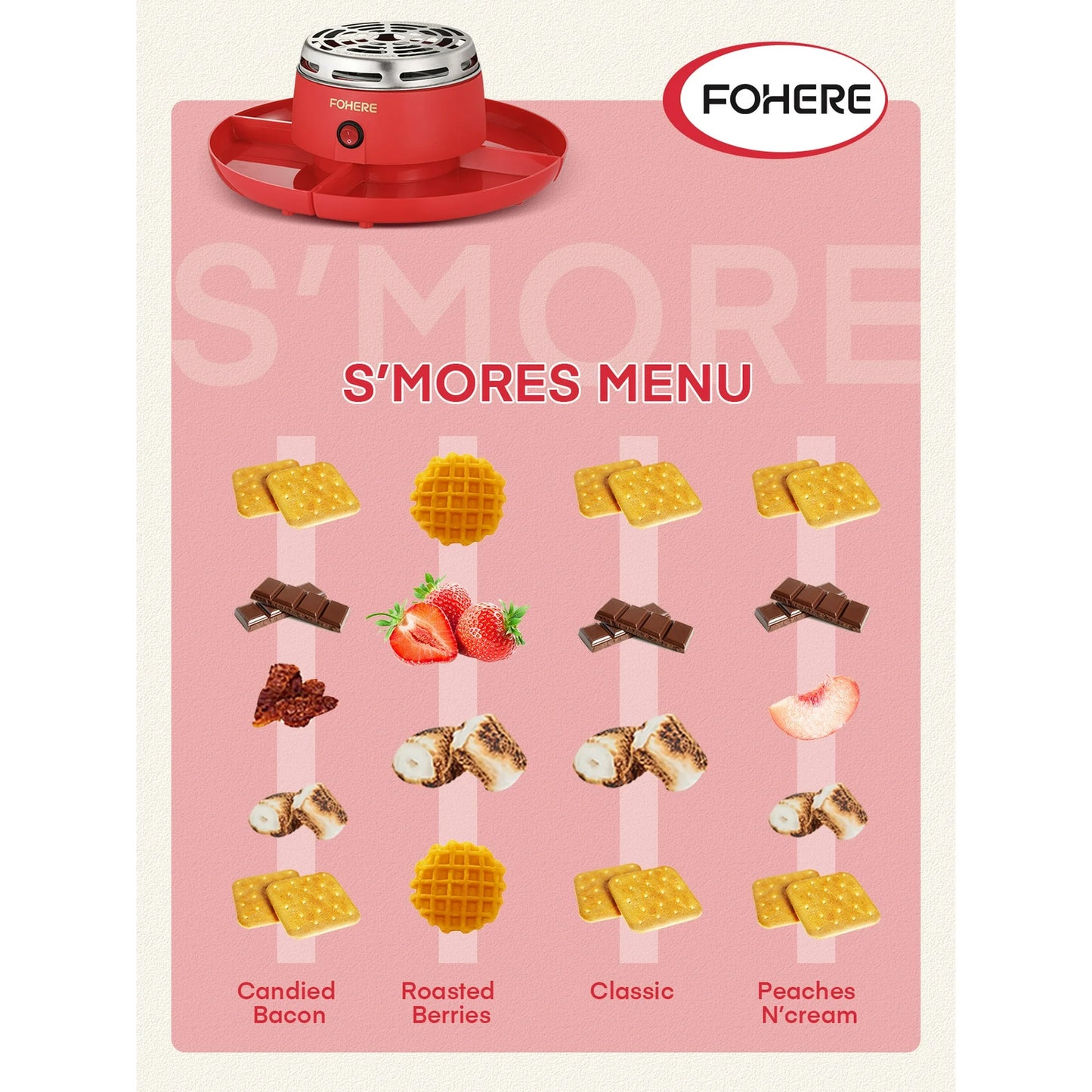 Multi-functional Tabletop Electric Marshmallow Maker with 4 Detachable Trays & 4 Roasting Forks