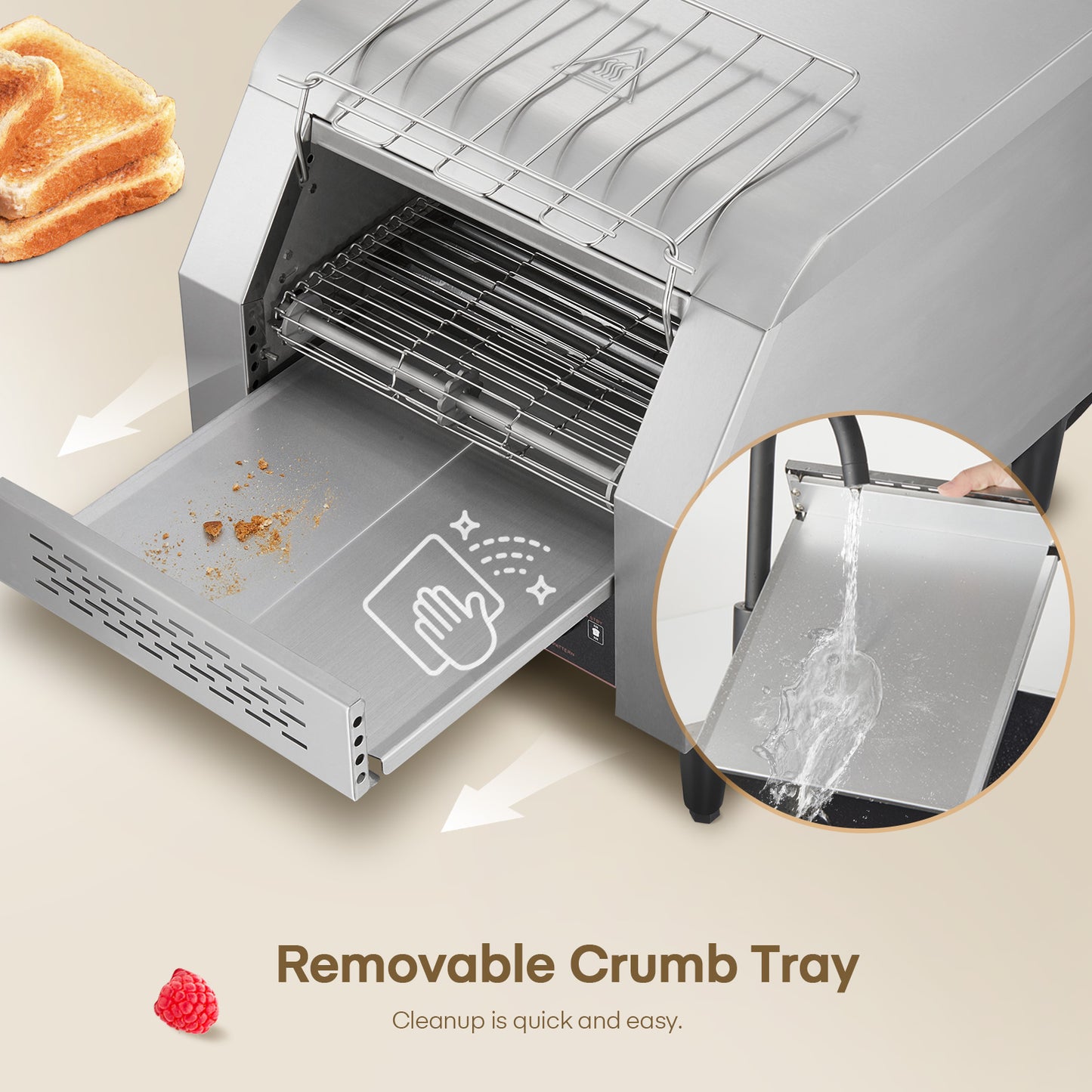 350 Pcs/H Conveyor Toaster, Double Heating, Suitable for Cafes, Bakeries