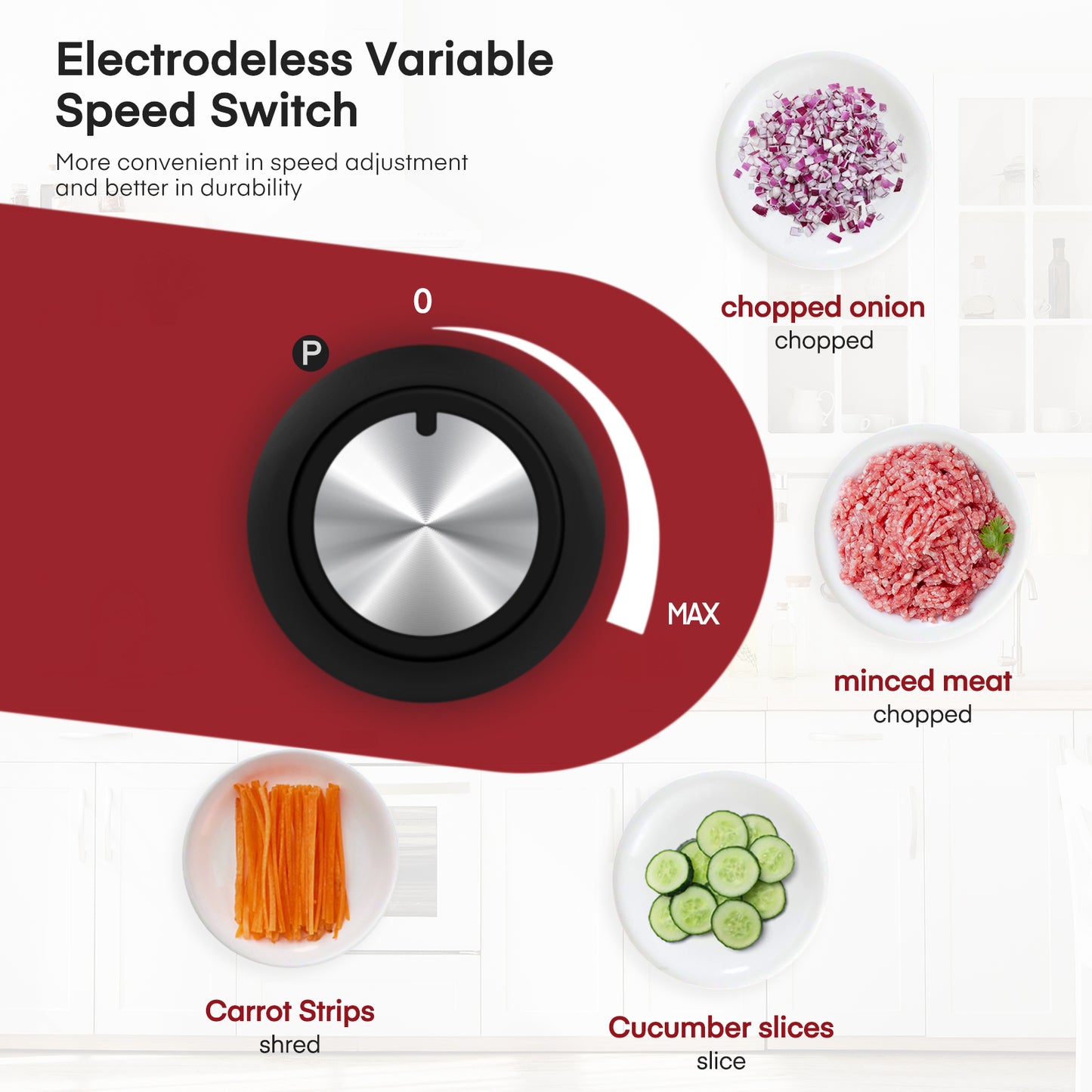 Food Processor 14 Cup, 600w, 2016W Peak Motor, 6 Functions for Shredding, Slicing, Doughing, Emulsifying and Juicing
