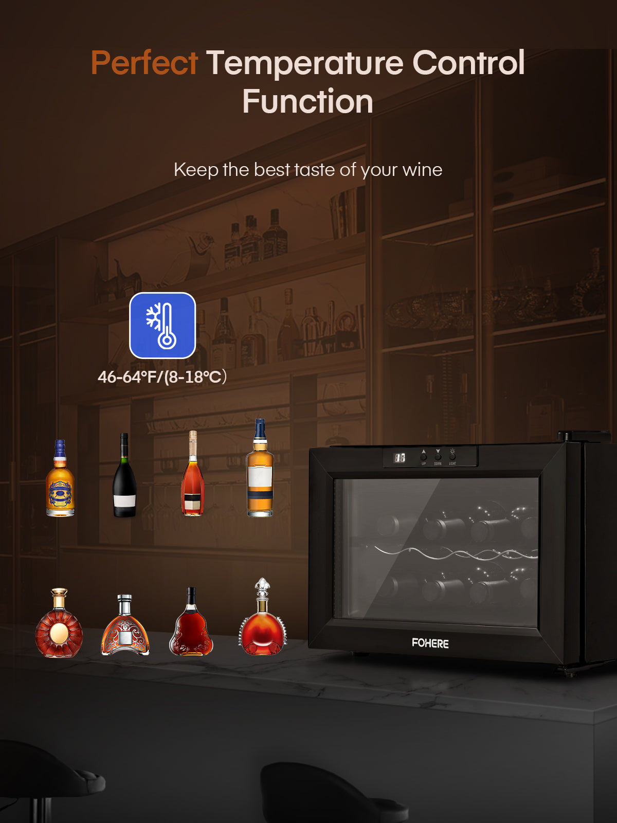8 Bottles Freestanding Wine Cellar, Wine Fridge with Digital Temperature Control