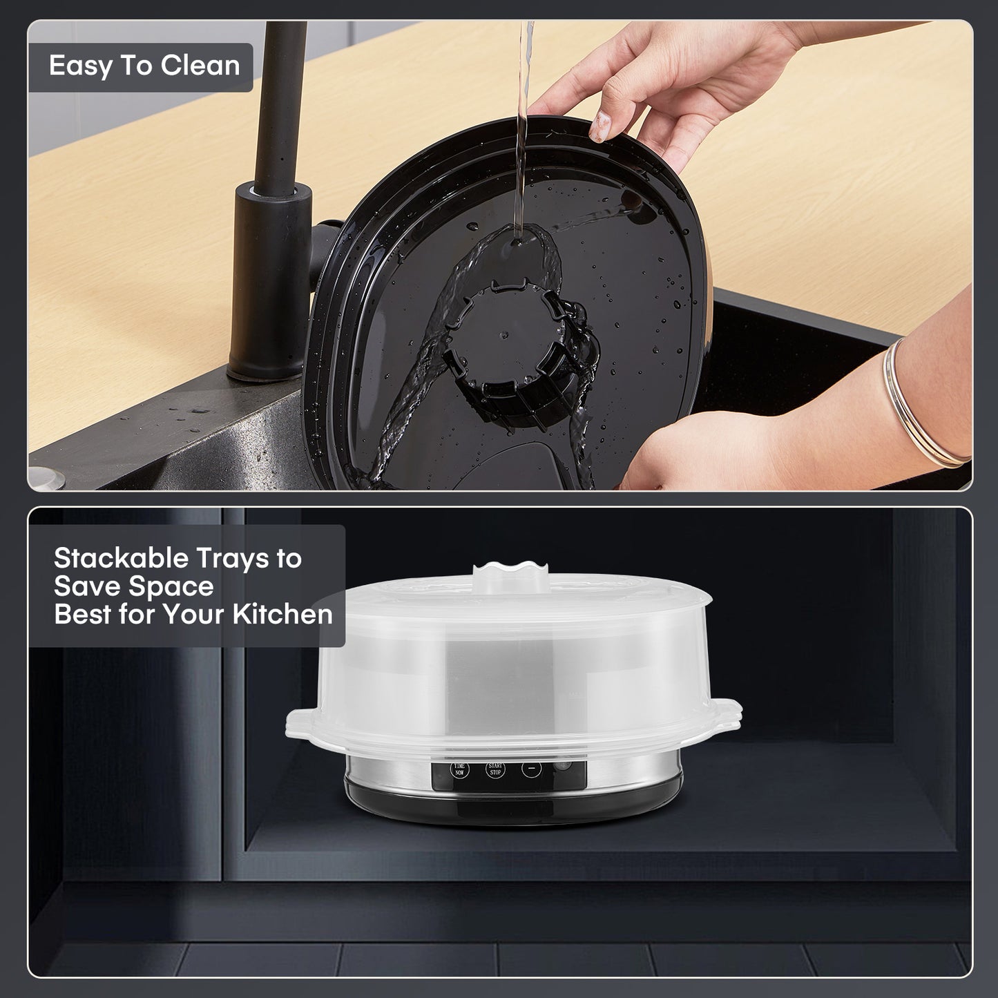 3 Tier Food Steamer 13.7QT, FOHERE 800W Electric Food Steamer for Cooking, Auto Shut-off 60-min Timer, 24H Delay Start Timer for Veggies Seafood Rice