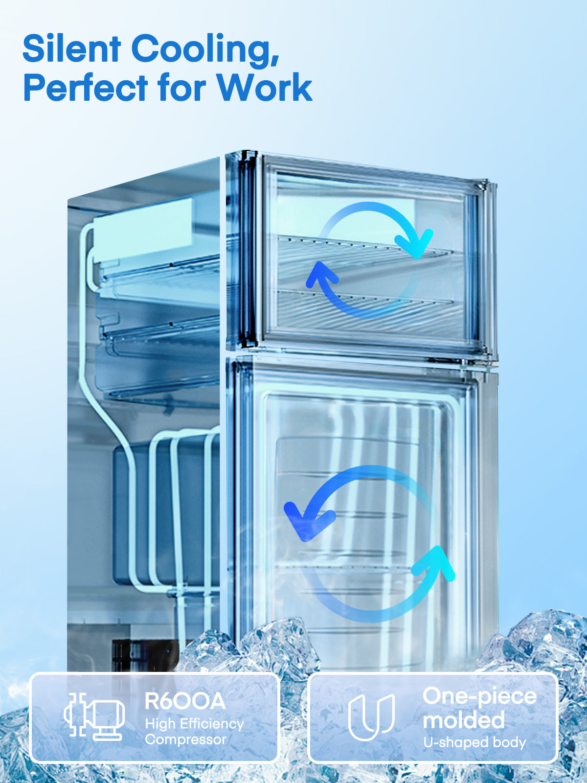 3.1 Cu.ft Mini Refrigerator 2 Doors with Ice Tray, Small Fridge with Temp Contorl for Bedroom, Office