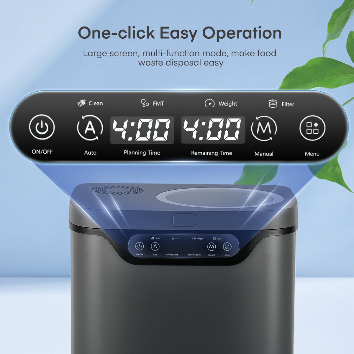 FOHERE 4L Electric Kitchen Composter with Carbon Filter, Viewing Window, Countertop Food Waste Recycler, Auto-Clean
