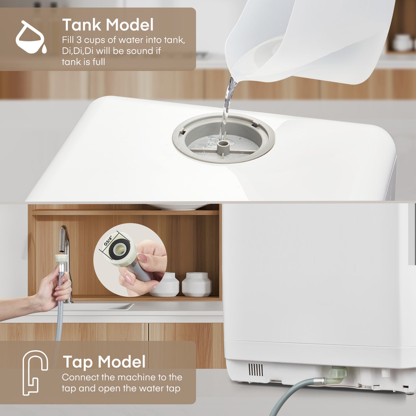 Portable Countertop Dishwasher with Timeing Function, 6 Programs, 360°Dual Spray, 167℉ High-Temp, Mini Dishwasher for Home,Apartments,RVs