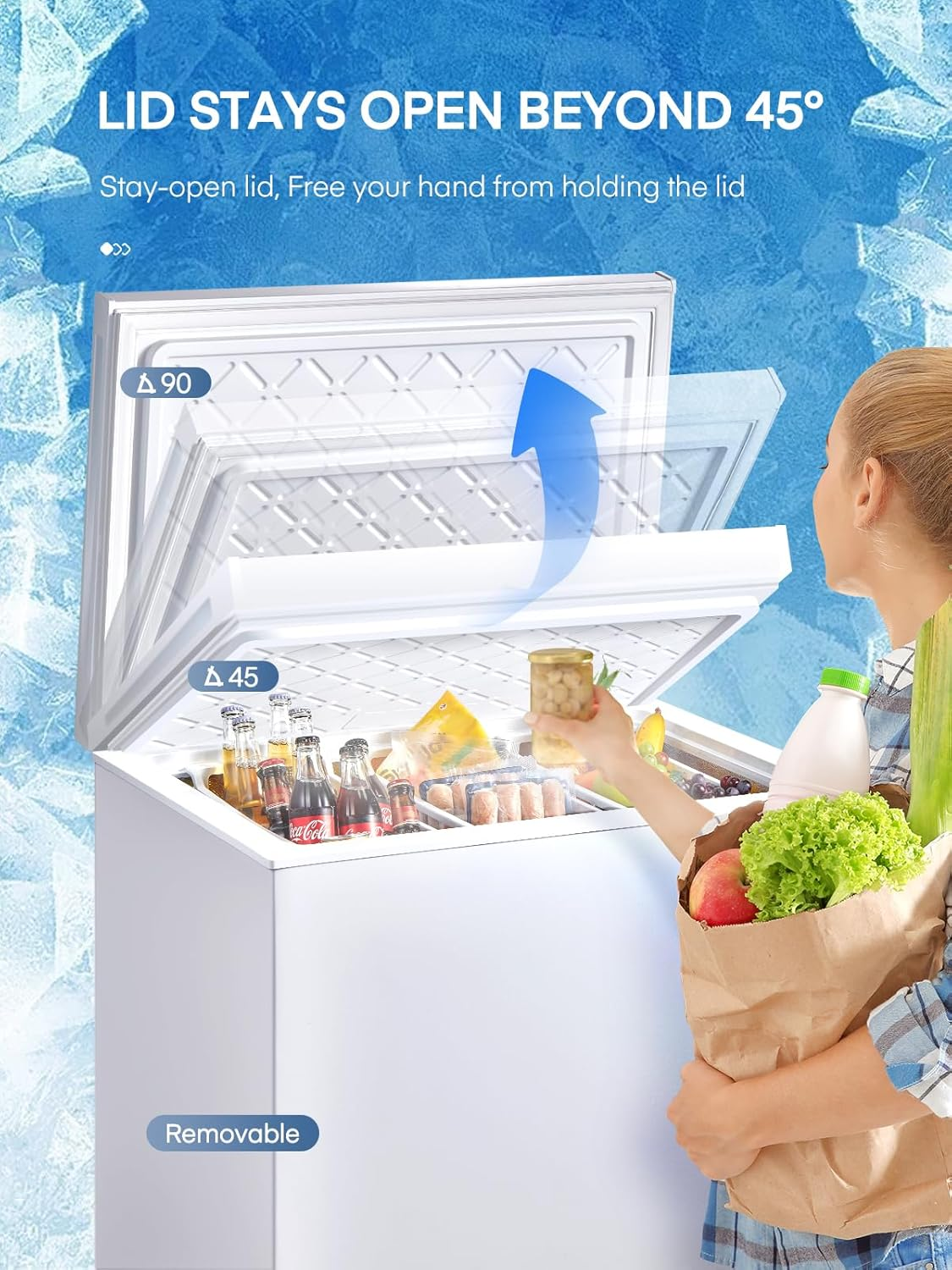 Chest Freezer 7 Cu Ft - 3 Removable Baskets - Quiet Compact Freezer - White