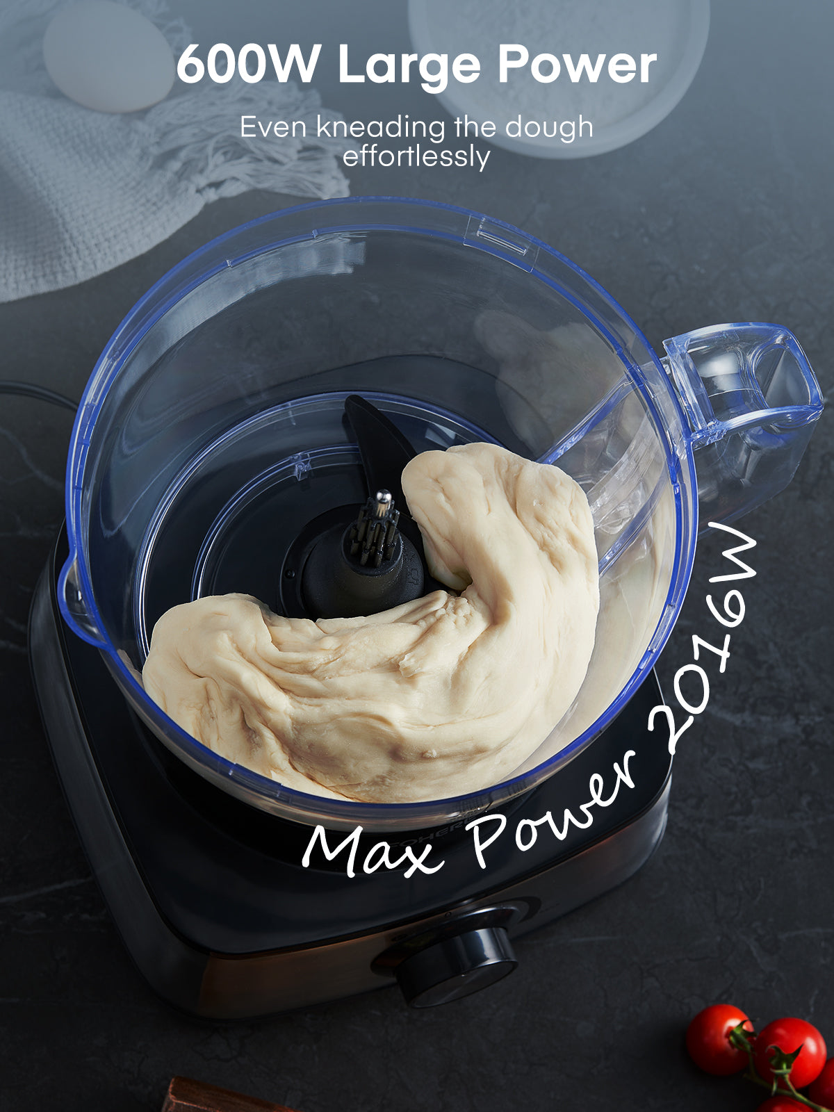 14 Cup Food Processor and Vegetable Chopper, 600W, 6 Functions for Shredding, Slicing, Doughing, Emulsifying and Juicing
