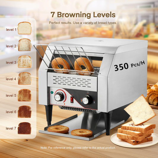 350 Pcs/H Conveyor Toaster, Double Heating, Suitable for Cafes, Bakeries