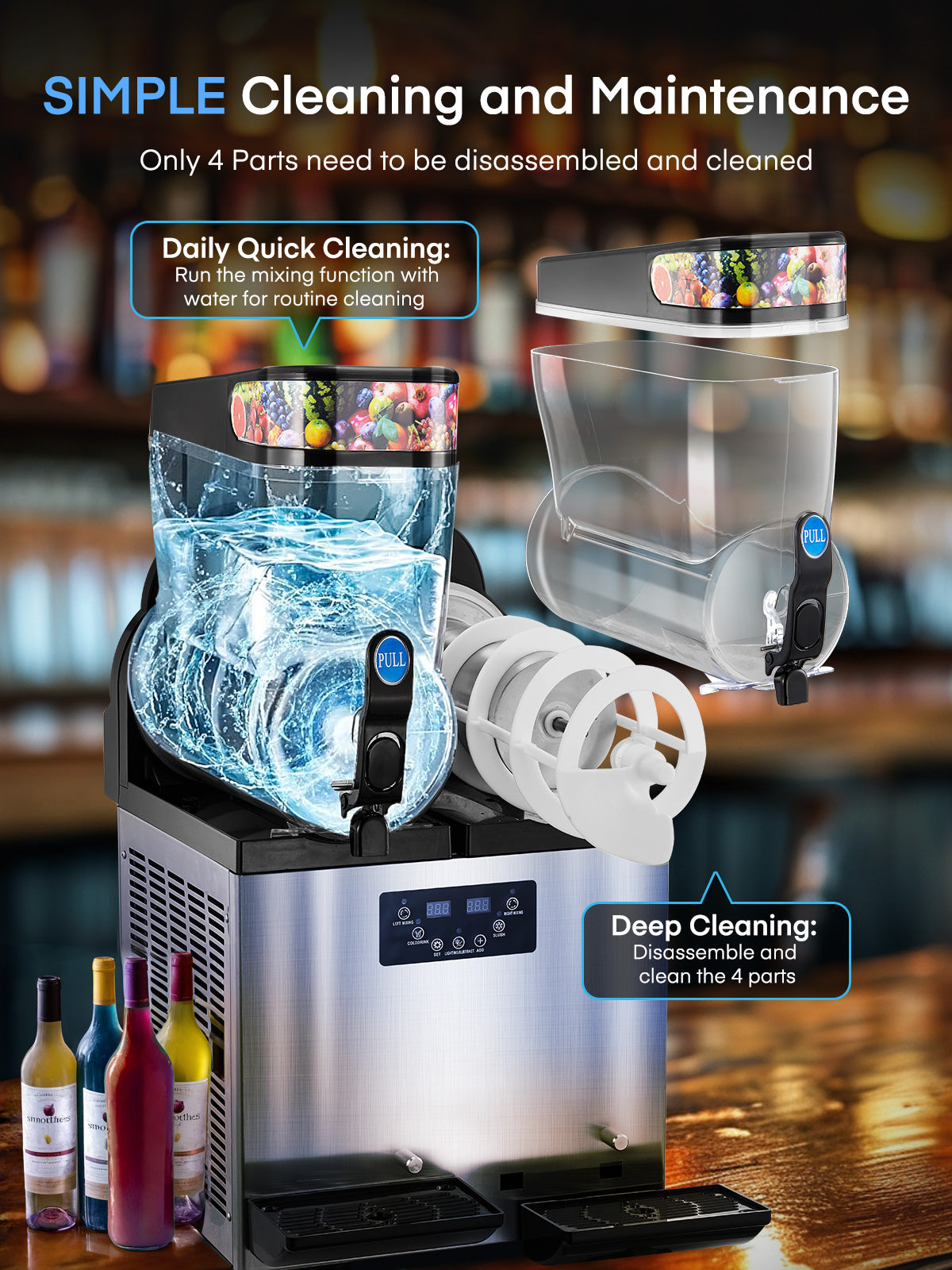 Commercial Slushie Machine, Margarita Machine, Smoothie Maker, Slushy Machine, Frozen Drink Machine, Stainless Steel, 30L, 110V