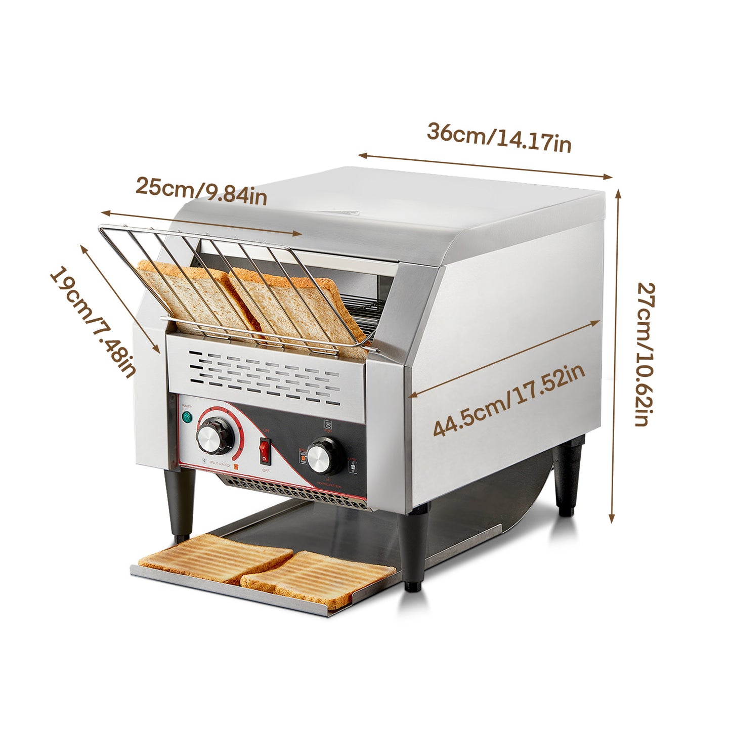 350 Pcs/H Conveyor Toaster, Double Heating, Suitable for Cafes, Bakeries