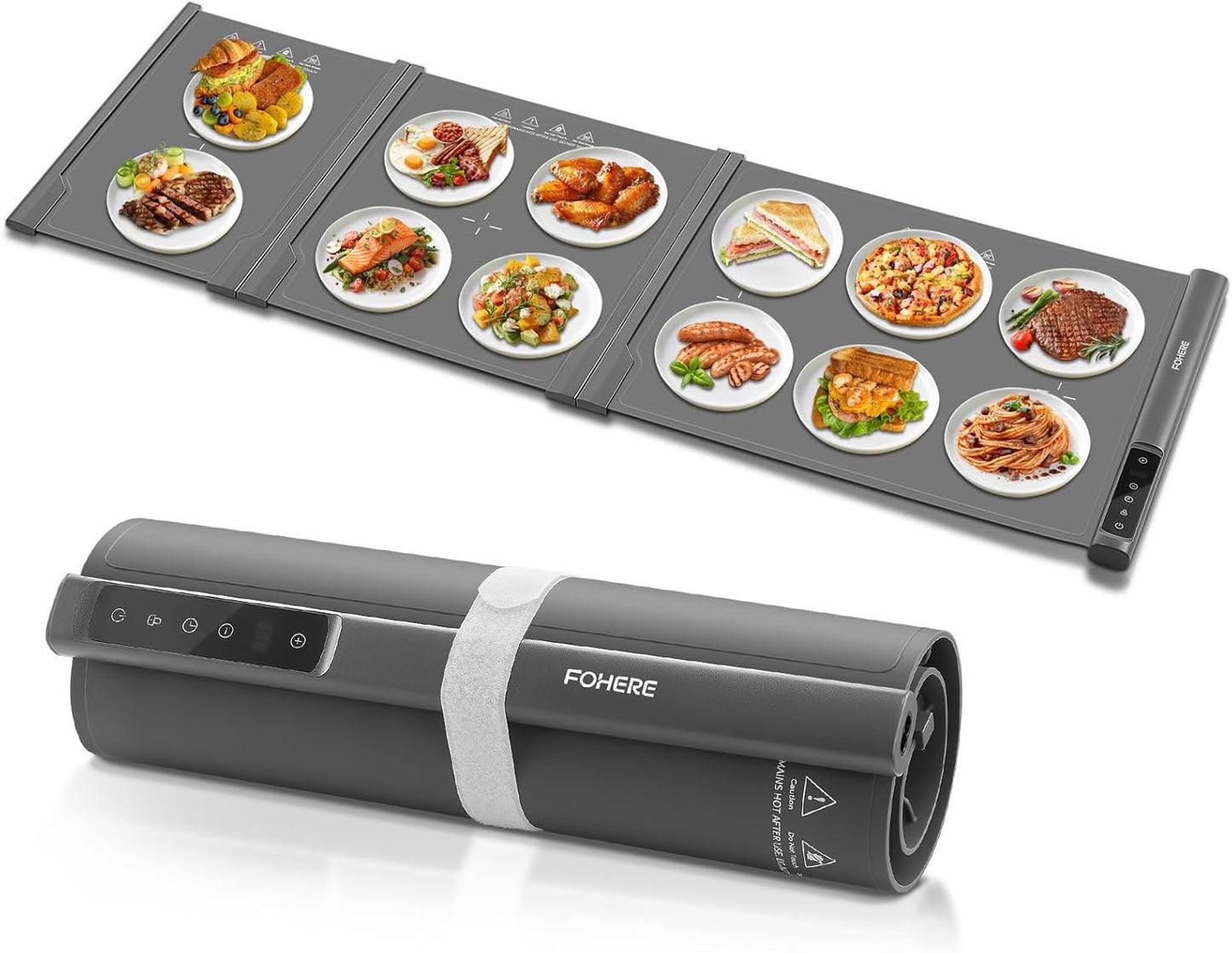 Warming Mat for Food Extra Large, 55"x16" 550W Splicing Food Warmer Trays for Buffets Party, Fast Full-Surface Heating Portable Mats for Food with 7 Level Adjustable Temperature 4 Hours Timer