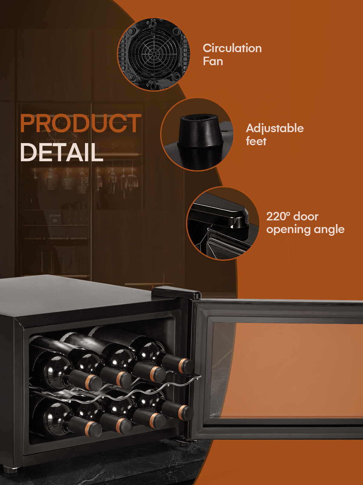 8 Bottles Freestanding Wine Cellar, Wine Fridge with Digital Temperature Control