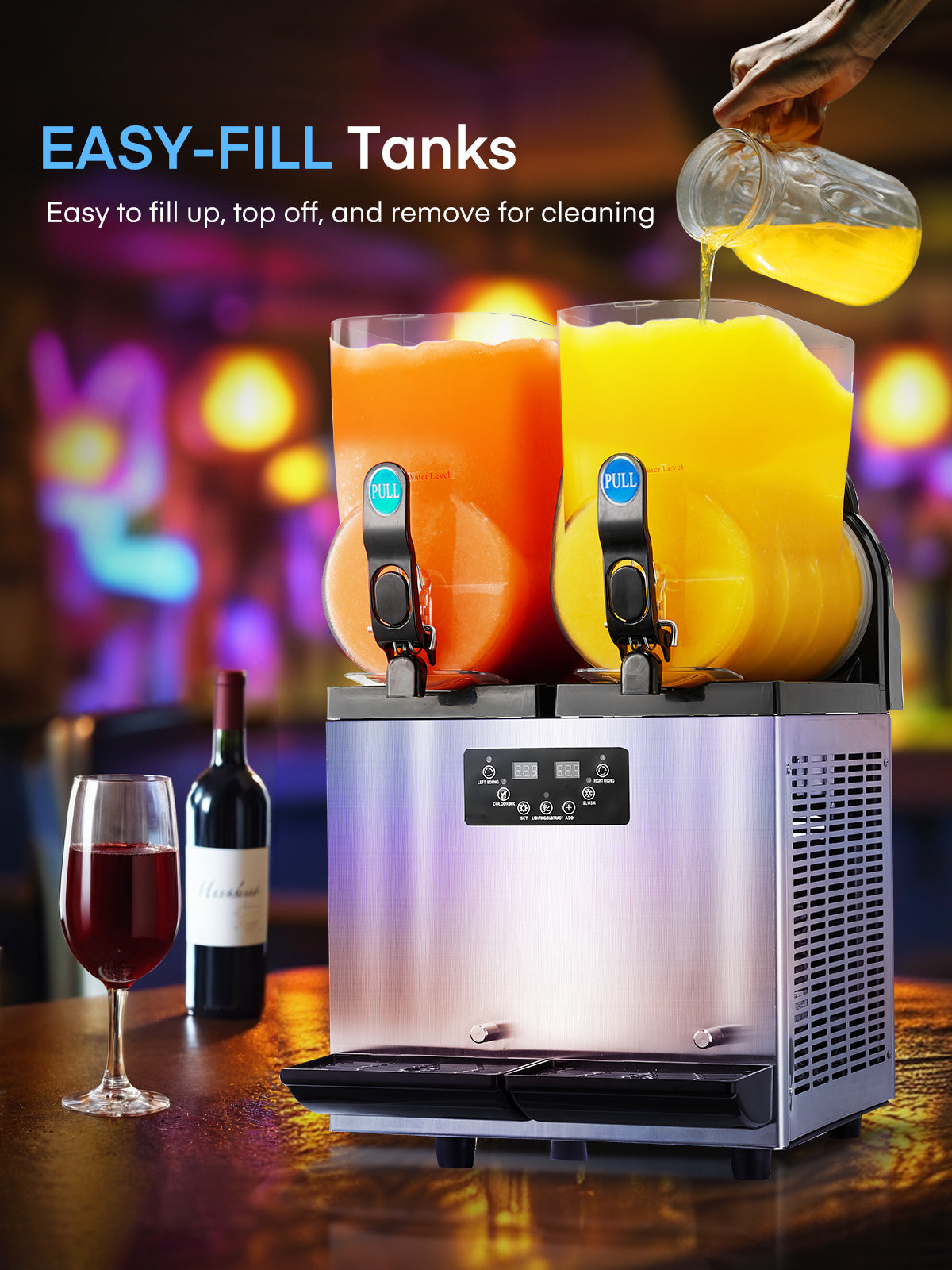 Commercial Slushie Machine, Margarita Machine, Smoothie Maker, Slushy Machine, Frozen Drink Machine, Stainless Steel, 30L, 110V
