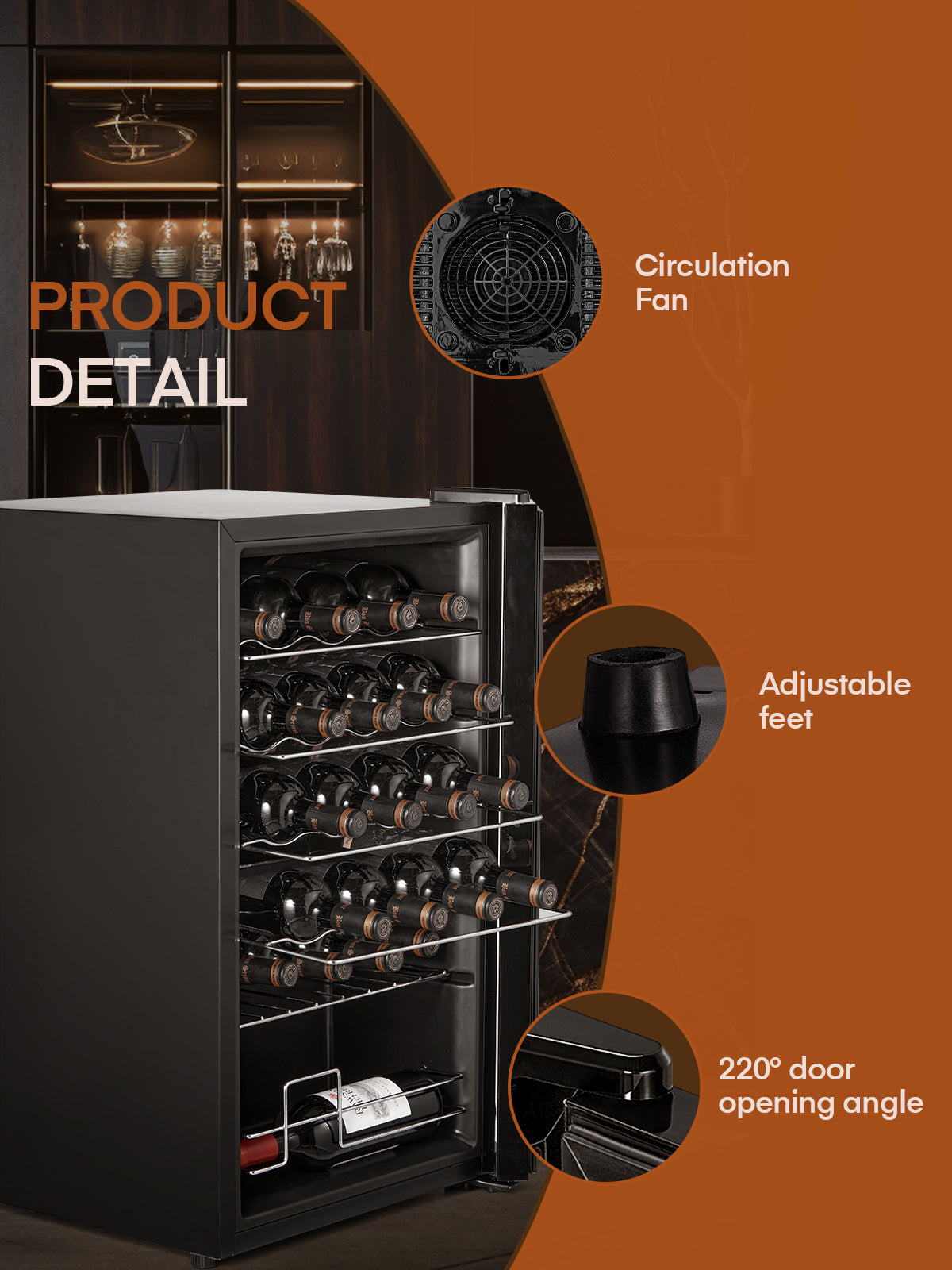28 Bottles Freestanding Wine Cellar, Wine Fridge with Digital Temperature Control