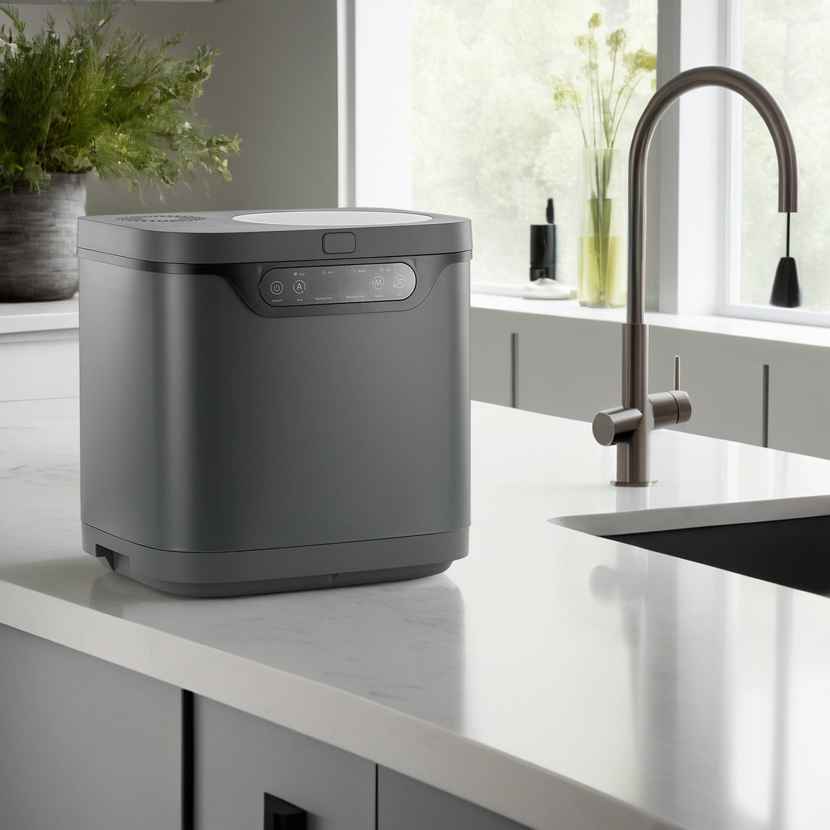 FOHERE 4L Electric Kitchen Composter with Carbon Filter, Viewing Window, Countertop Food Waste Recycler, Auto-Clean