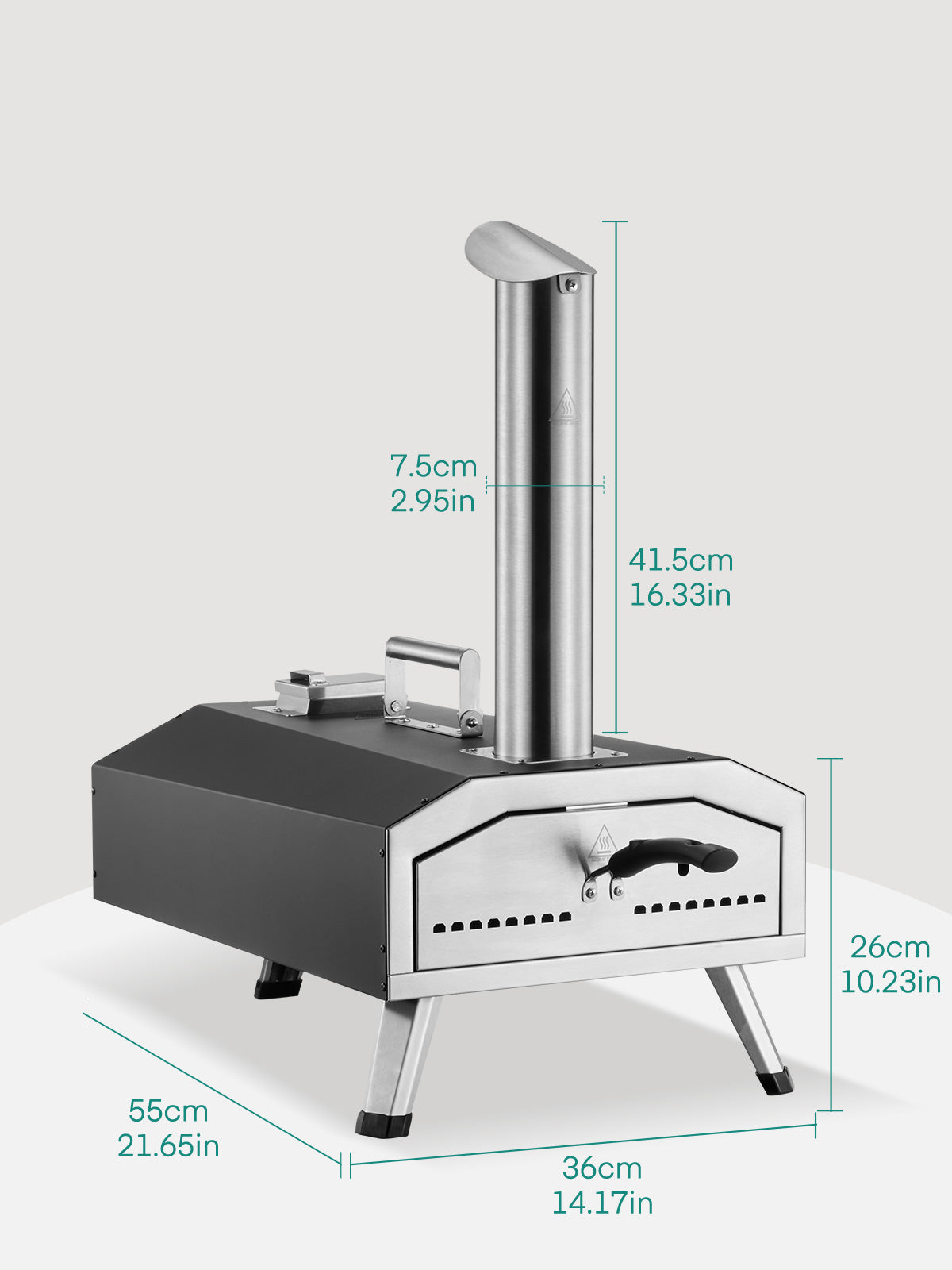 12" Outdoor Pizza Oven, FOHERE Portable Gas/Wood Pellet Pizza Oven, Ready in 90 S, Triple Insulation