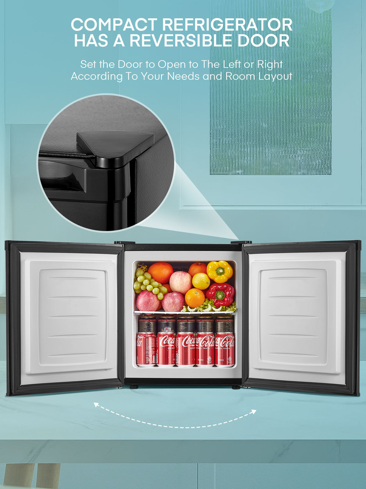 FOHERE 1.1 Cu.Ft Mini Freezer Countertop, Compact Upright Freezer with Reversible Door, Removable Shelves, Small freezer for Home/Dorms/Apartment/Office, Black