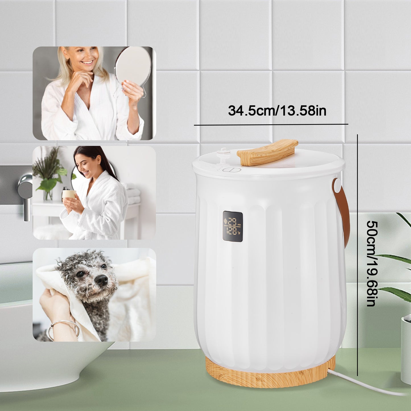 Bucket Towel Warmers 20L, Towel Heater with Aromatherapy Rack, LED Screen, for Bathroom, Hot Tub, Spa, for Two Extra Large Towels