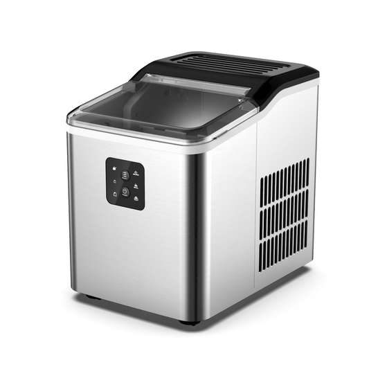 𝑺𝒕𝒂𝒊𝒏𝒍𝒆𝒔𝒔 𝑺𝒕𝒆𝒆𝒍 Countertop Ice Maker Machine, 9 Bullet Ice in 6 Mins, 𝟑𝟎𝒍𝒃𝒔 24h, Self-Clean, 2 Ice Sizes, LCD Display, Portable Ice Maker w/Ice Scoop & Basket, Home/Kitchen/Office