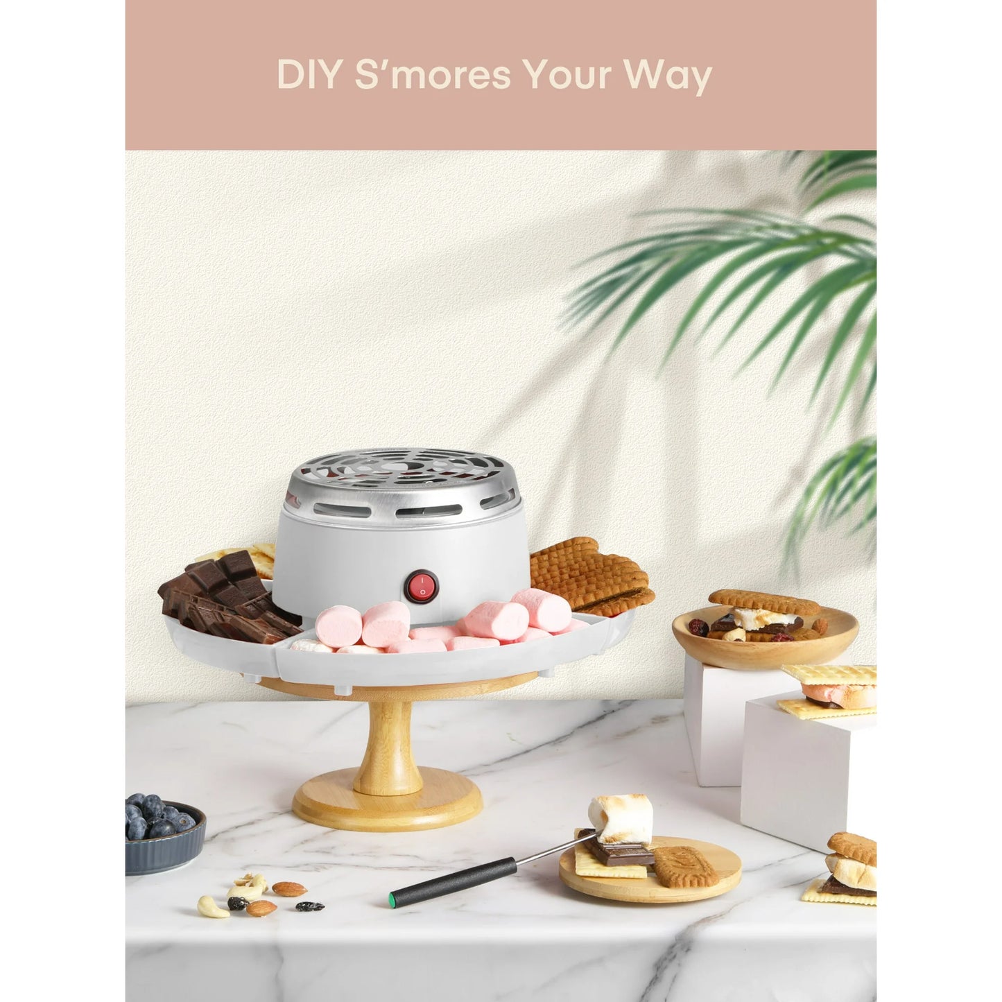 Multi-functional Tabletop Electric Marshmallow Maker with 4 Detachable Trays & 4 Roasting Forks