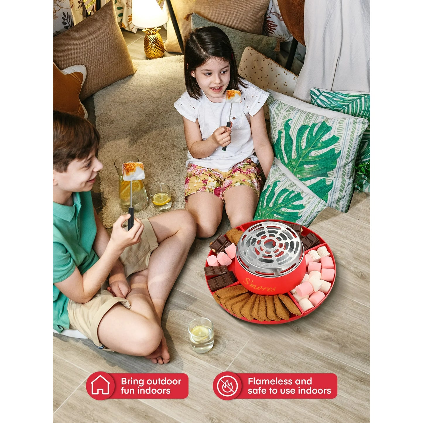 Multi-functional Tabletop Electric Marshmallow Maker with 4 Detachable Trays & 4 Roasting Forks