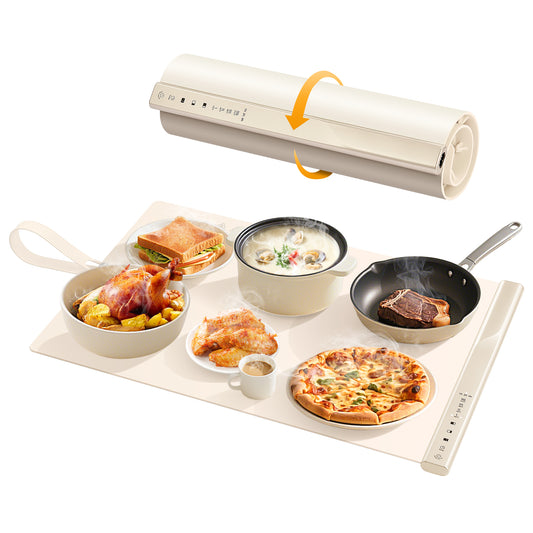 FOHERE Warming Mat for Food, Fast Full Surface Electric Warming Tray with Upgrade Temperature Settings, Food Grade Silicone Nano-Material, 4H Timer, for Buffet Party and Home Daily Use